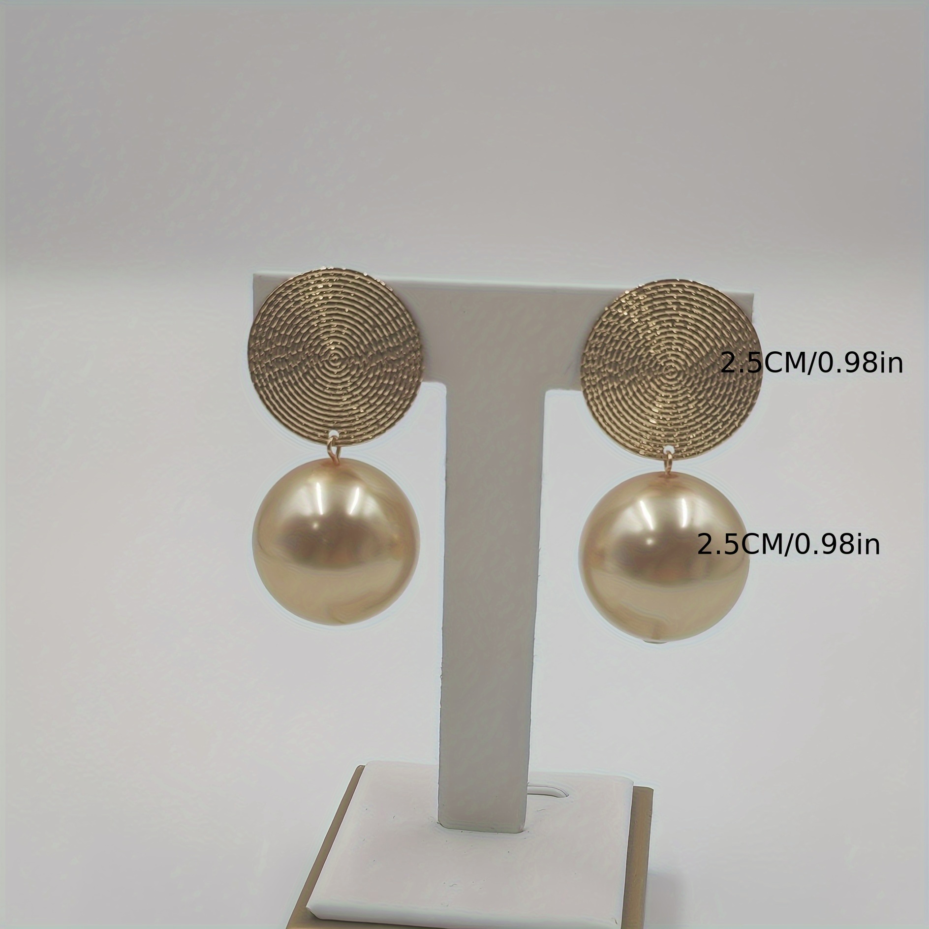 Champagne-Colored Texture Clip-On Earrings